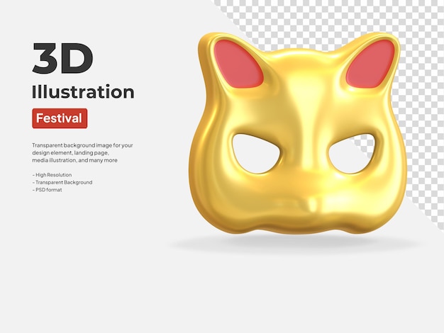 Tiger maske symbol chinesisches neujahr symbol 3d-render-illustration