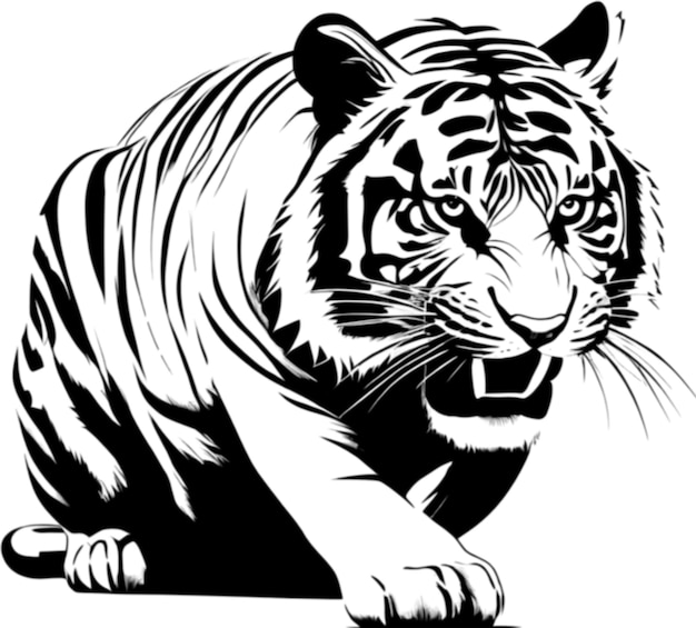 PSD tiger mit nahaufnahmen in schwarz-weiß aigenerated.