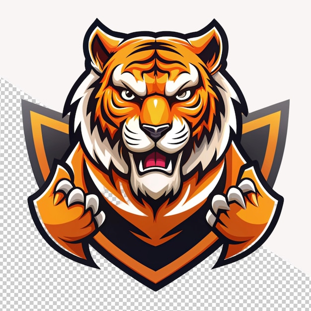 PSD tiger-moskottchen-logo auf durchsichtigem hintergrund