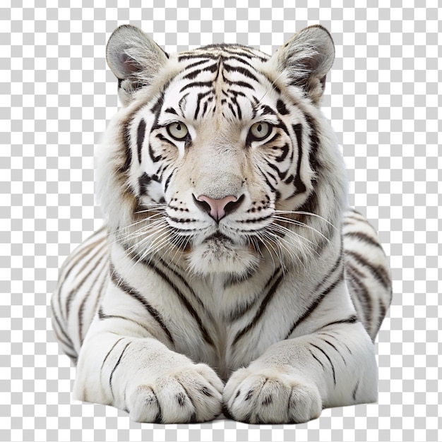 Un tigre blanco sobre un fondo transparente