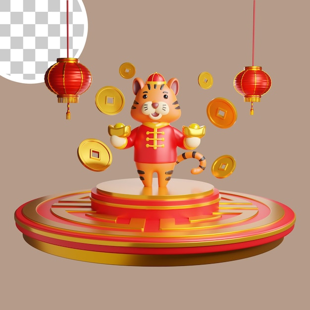 PSD tigre chino año nuevo ilustración 3d