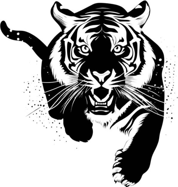 PSD tigre com detalhes em preto e branco aigenerated.