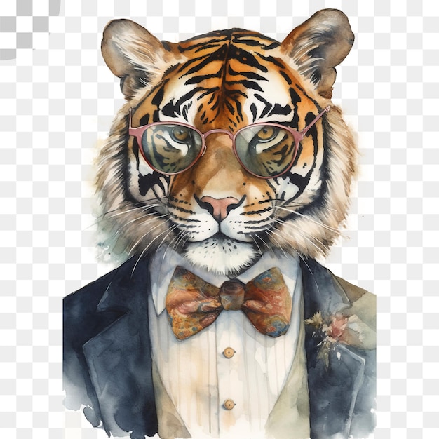 PSD tigre de fato com fundo transparente