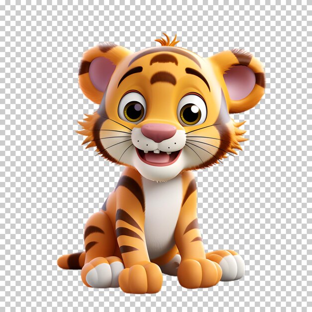 PSD tigre de dibujos animados 3d aislado en un fondo transparente