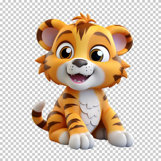 PSD tigre de dibujos animados 3d aislado en un fondo transparente