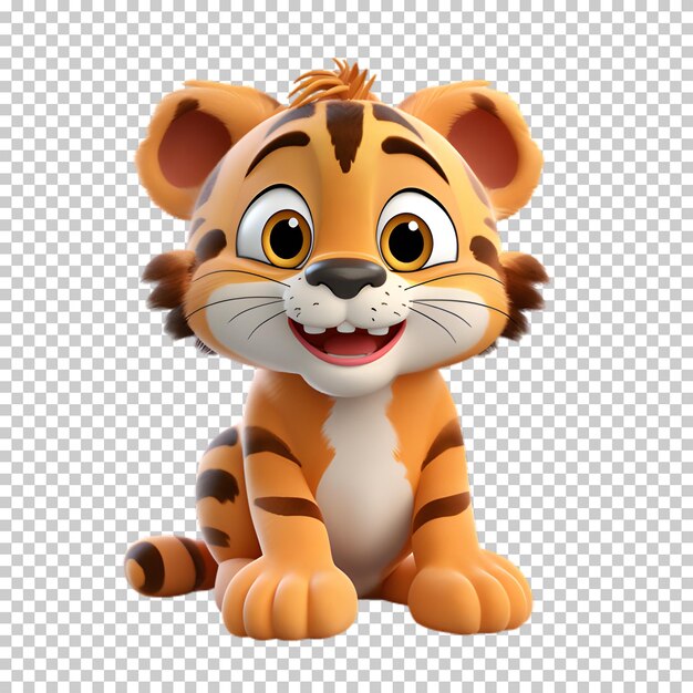 PSD tigre de dibujos animados 3d aislado en un fondo transparente