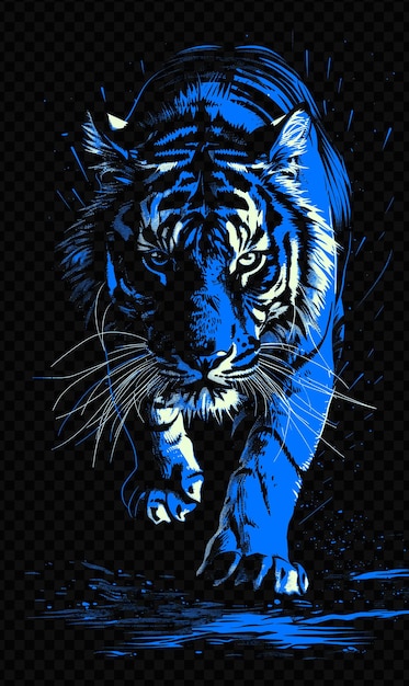 PSD un tigre avec un fond bleu