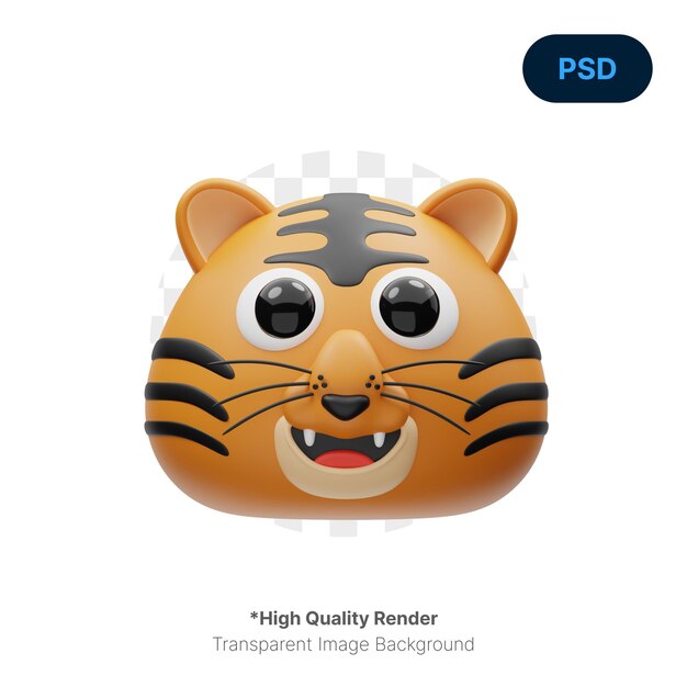 PSD tigre, lindo, animal, 3d, icono