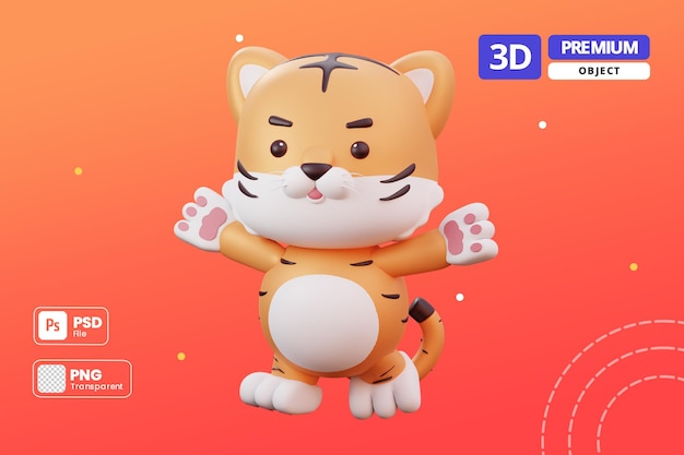 Tigre Mascotte Du Nouvel An Chinois 3d Avec Fond Transparent