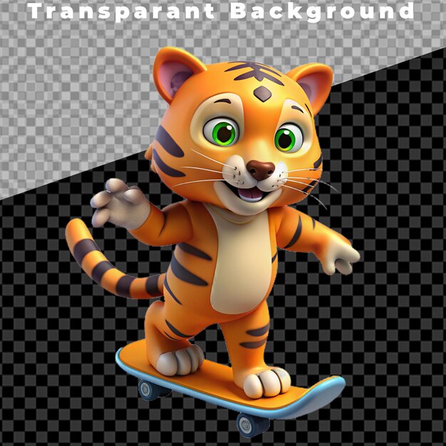 PSD tigre mignon en 3d isolé sur un fond transparent