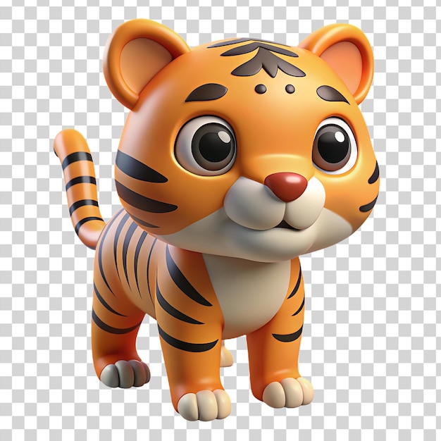 PSD tigre mignon en 3d isolé sur un fond transparent