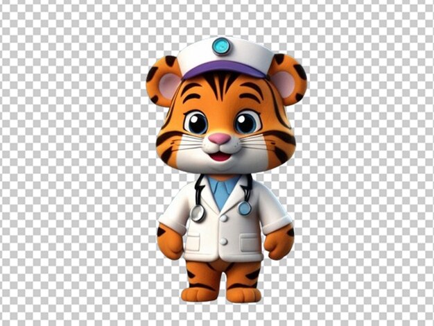 PSD un tigre mignon en manteau de médecin