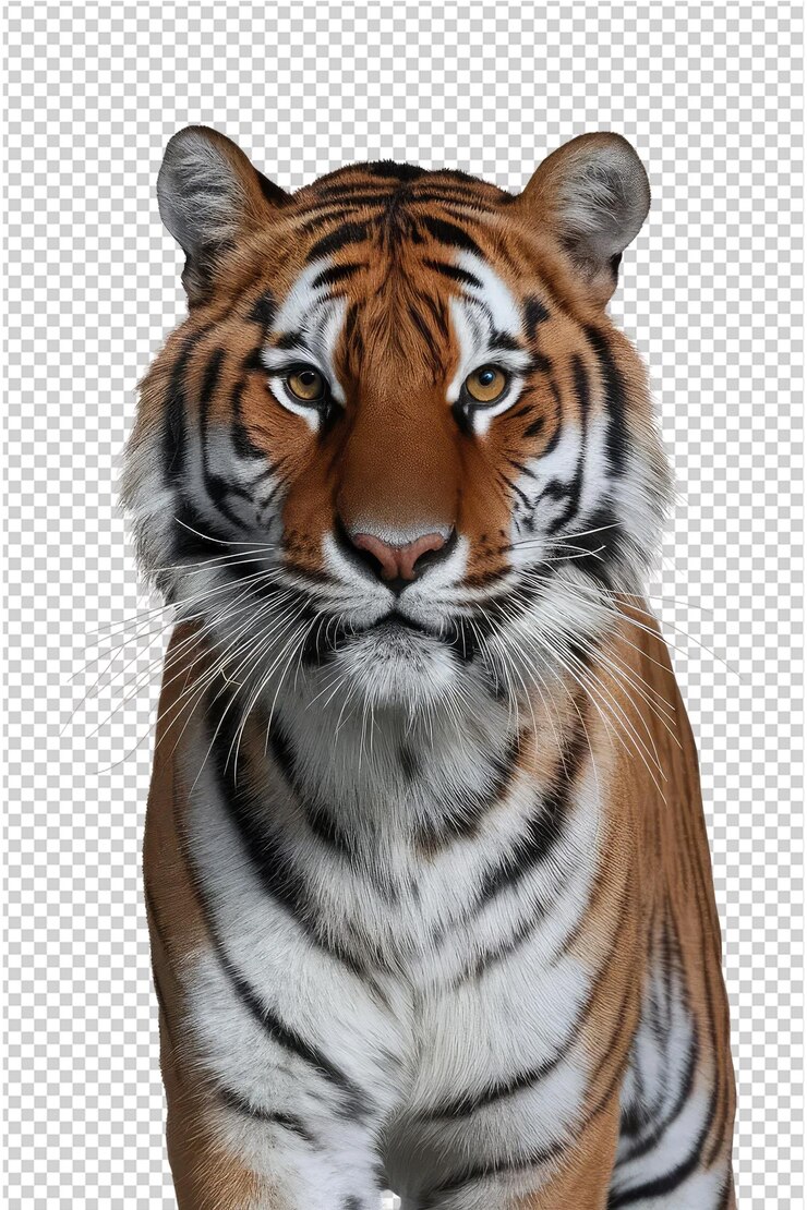 PSD un tigre se muestra en un fondo transparente