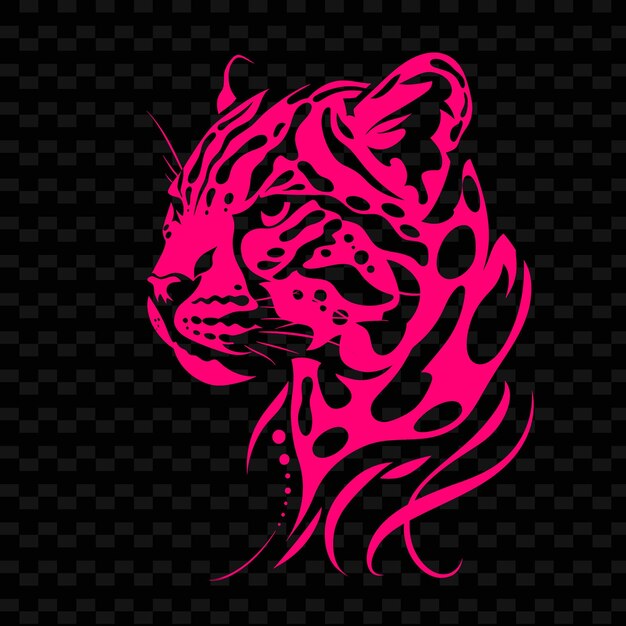 PSD un tigre rosa con un fondo rosa con puntos