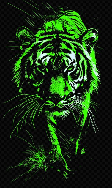 PSD tigre vert sur un fond vert