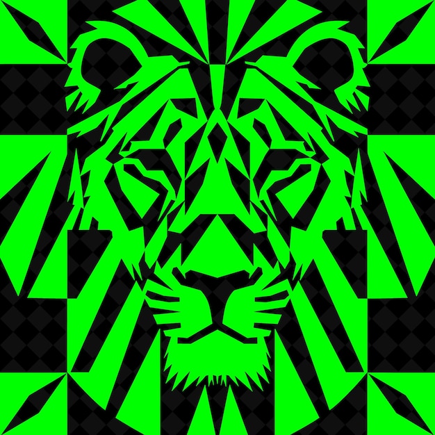 PSD un tigre vert et noir avec un motif géométrique sur le fond vert