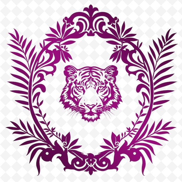 PSD un tigre violet avec un motif noir et violet dessus