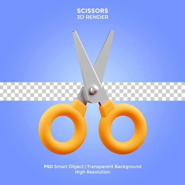 Tijeras 3D Render ilustración aislada PSD premium
