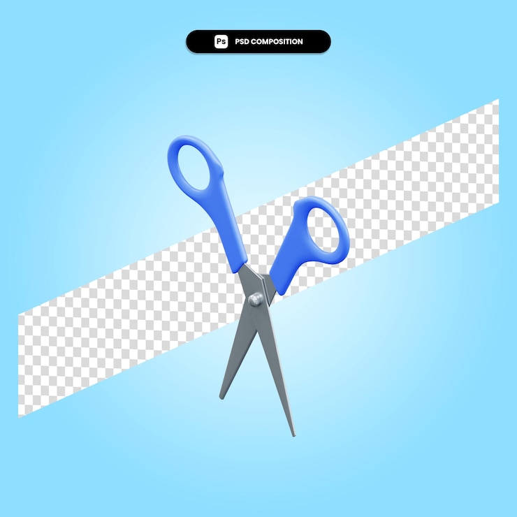 PSD tijeras 3d render ilustración aislada