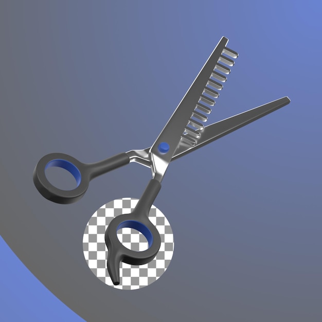 Las tijeras para el cabello en ilustración 3D