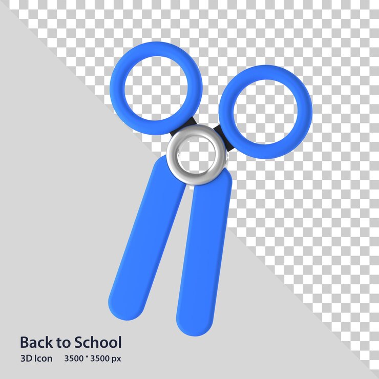 PSD las tijeras de regreso a la escuela 3d icon render