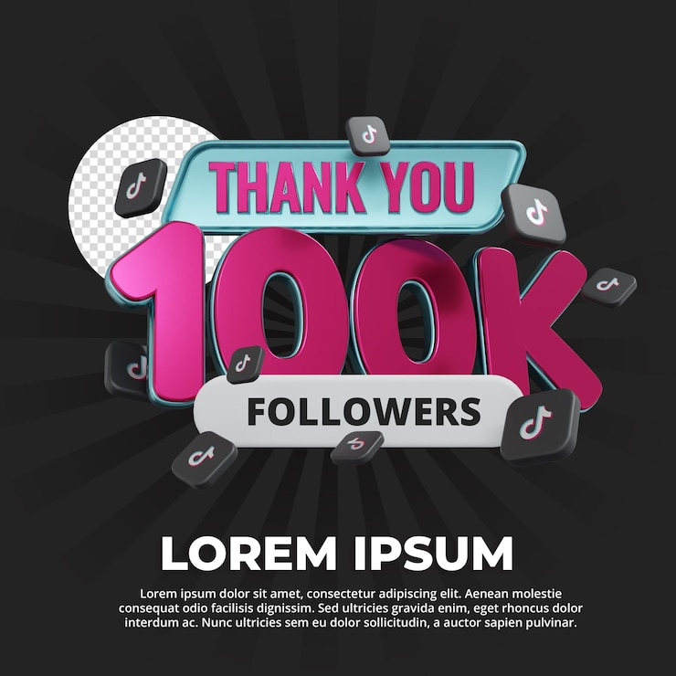 PSD tik tok obrigado 100k seguidores