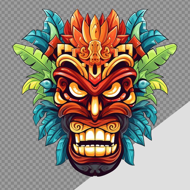 PSD tiki máscaras totem tribal havaiano png isolado em fundo transparente