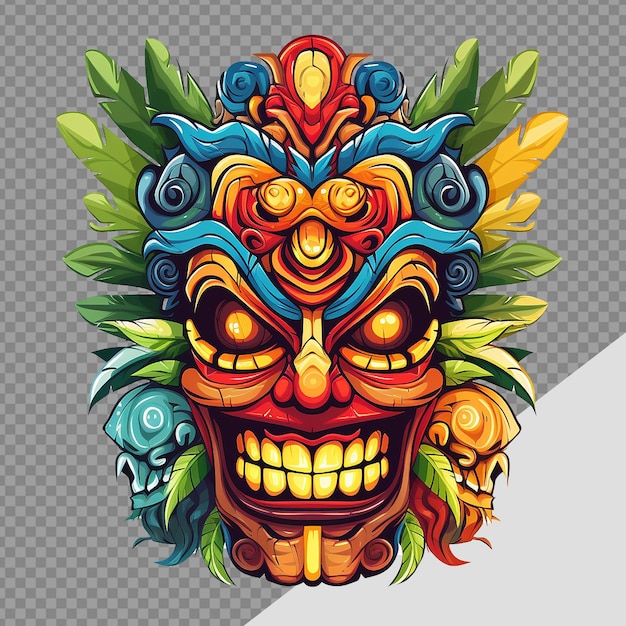 PSD tiki máscaras totem tribal havaiano png isolado em fundo transparente