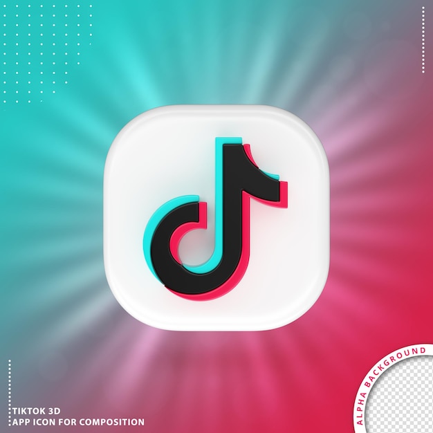 Tiktok 3d aplication icon branco