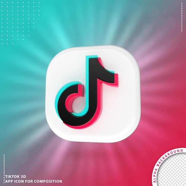 Tiktok 3d aplication icon branco