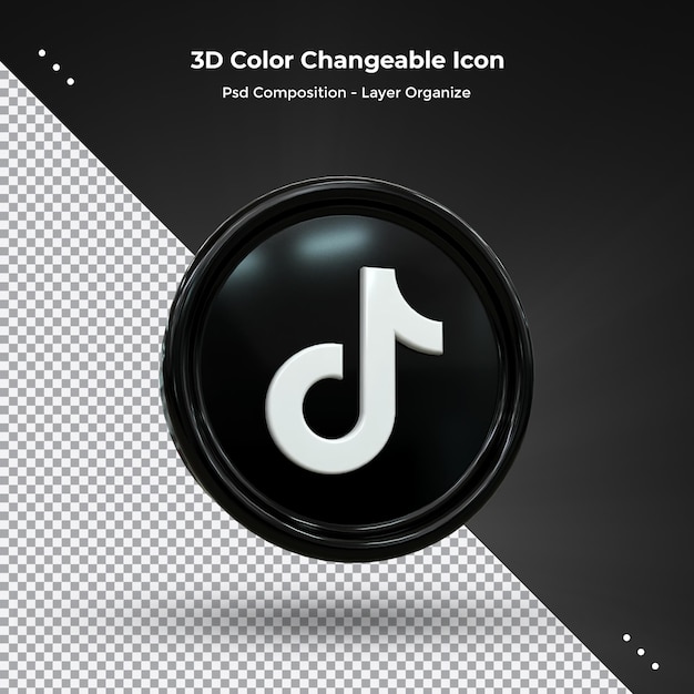 Tiktok 3d Icono de redes sociales Concepto de icono 3d brillante colorido Representación 3d