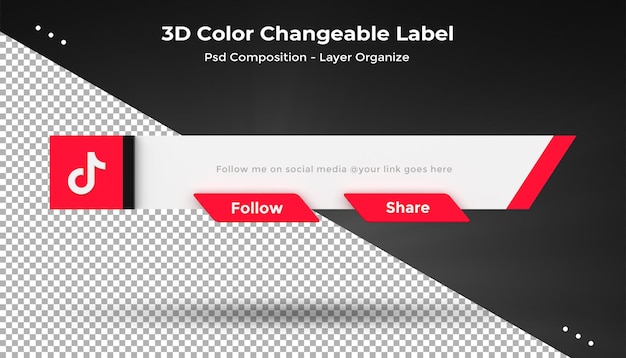 PSD tiktok conéctanos en las redes sociales tercio inferior diseño 3d icono de representación