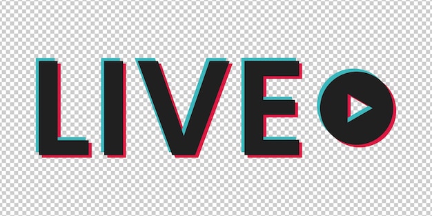PSD tiktok design de ícone ao vivo transparente