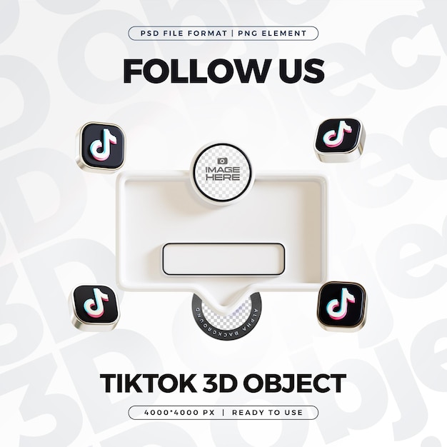 Tiktok Folgen Sie uns Banner Element Icon Isolierte 3D-Render