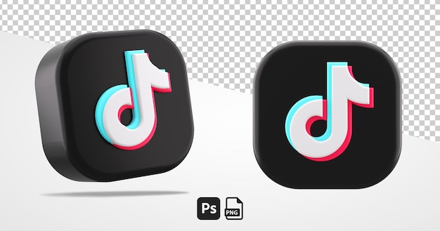 TikTok icono de aplicación de logotipo aislado en fondo transparente símbolo recortado en representación 3D