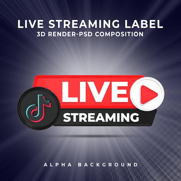 TikTok Live-Streaming 3D-Render-Symbol-Abzeichen