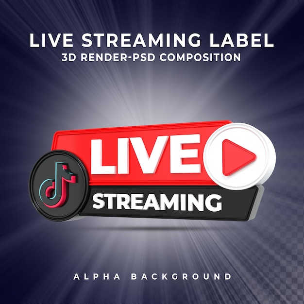 TikTok Live-Streaming 3D-Render-Symbol-Abzeichen