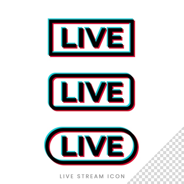 Tiktok-live-symbol-set-design für live-streaming von sozialen medien