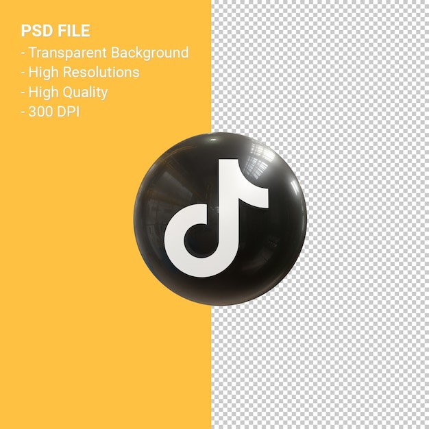 Tiktok logo 3d icono renderizado aislado