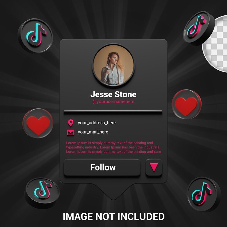 PSD tiktok perfil de redes sociales seguir mockup