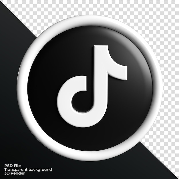 Tiktok social media logo icona 3d rende lo sfondo trasparente