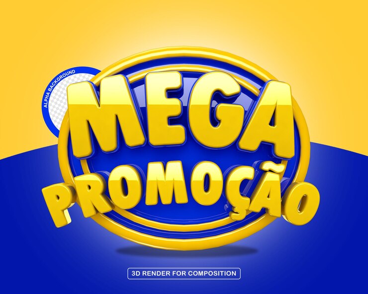 PSD timbre 3d de mega promoción para la composición