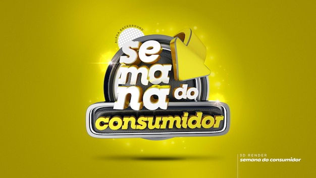 timbre 3d en portugais pour la composition de la semaine des consommateurs pour les ventes au détail au brésil