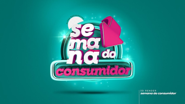 timbre 3d en portugais pour la composition de la semaine des consommateurs pour les ventes au détail au brésil
