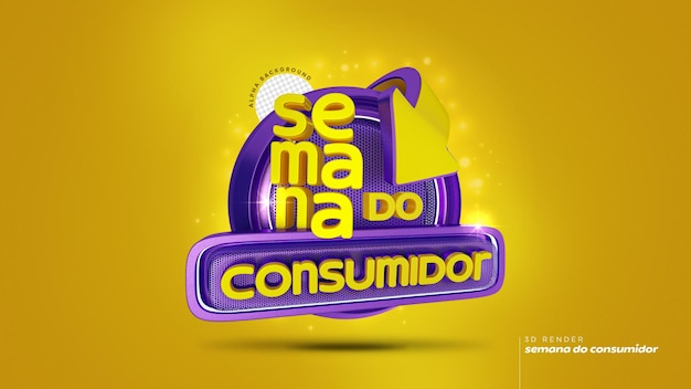 timbre 3d en portugais pour la composition de la semaine des consommateurs pour les ventes au détail au brésil