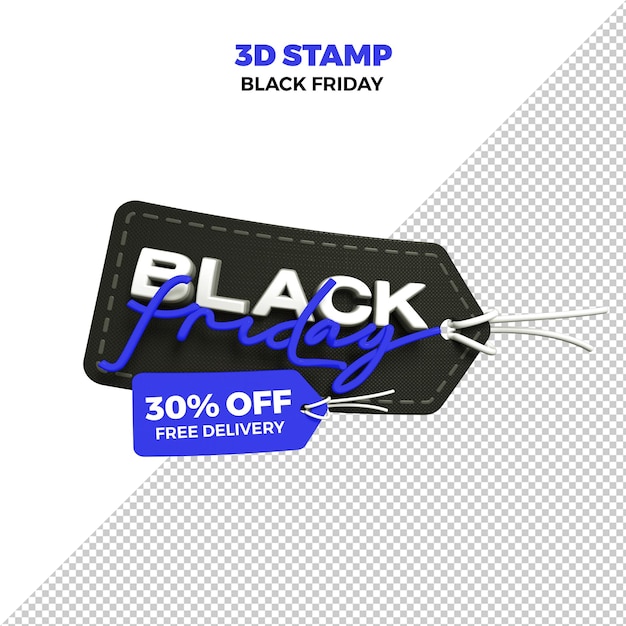 PSD timbre de rendu 3d psd black friday sur fond transparent