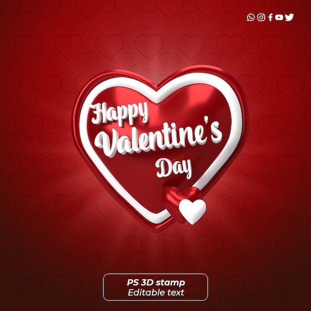 Timbre vermelho de 3d para o Dia dos Namorados
