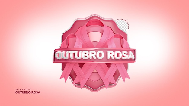 Timbro 3d isolato per la campagna del mese di prevenzione del cancro al seno di ottobre rosa