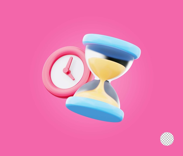 Timer de compte à rebours dynamique de sable à sable coulant pour la productivité et la planification de l'icône de rendu 3D