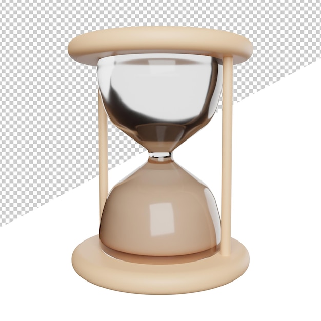 Timer-sand-seitenansicht 3d-rendering-illustrationssymbol mit transparentem hintergrund